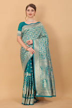 Vedant Vastram Soft Litchi Silk Kanjeevaram Saree - Rama | Grocsy