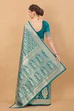 Vedant Vastram Soft Litchi Silk Kanjeevaram Saree - Rama | Grocsy