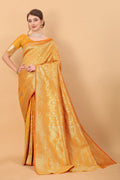 Vedant Vastram Soft Litchi Silk Kanjeevaram Saree - Yellow | Grocsy