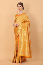 Vedant Vastram Soft Litchi Silk Kanjeevaram Saree - Yellow | Grocsy