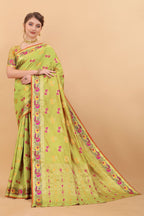 Vedant Vastram Soft Litchi Silk Kanjeevaram Saree - Parrot | Grocsy