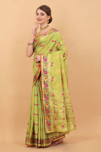 Vedant Vastram Soft Litchi Silk Kanjeevaram Saree - Parrot | Grocsy