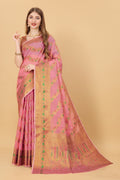 Vedant Vastram Soft Cotton Silk Banarasi Silk Saree - Pink | Grocsy