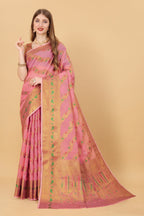 Vedant Vastram Soft Cotton Silk Banarasi Silk Saree - Pink | Grocsy