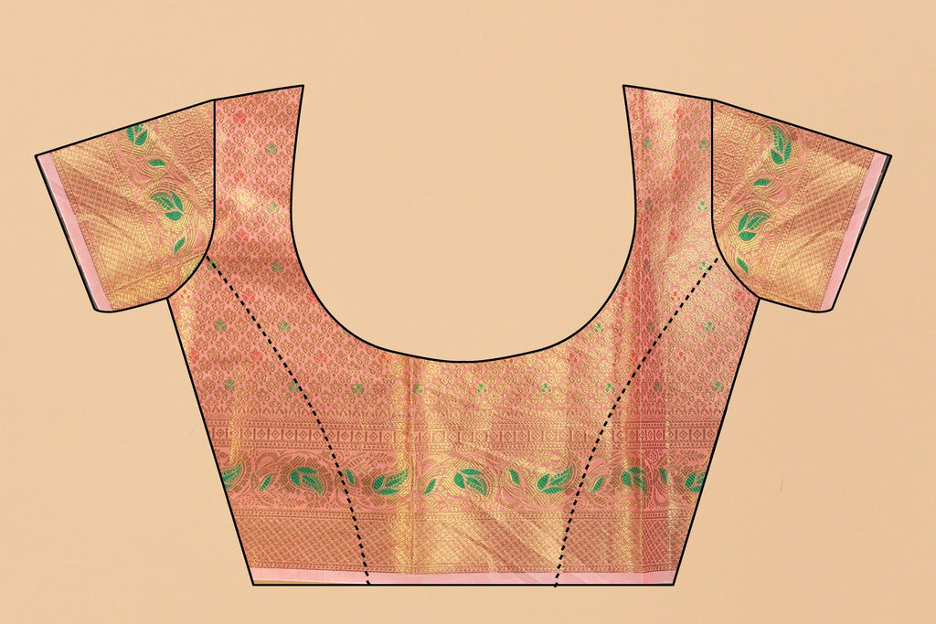 Vedant Vastram Soft Cotton Silk Banarasi Silk Saree - Pink | Grocsy