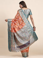 Vedant Vastram Organza Silk Kanjeevaram Saree - Peach | Grocsy