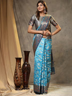 Vedant Vastram Organza Silk Kanjeevaram Saree - Skyblue | Grocsy