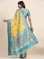 Vedant Vastram Organza Silk Kanjeevaram Saree - Yellow | Grocsy