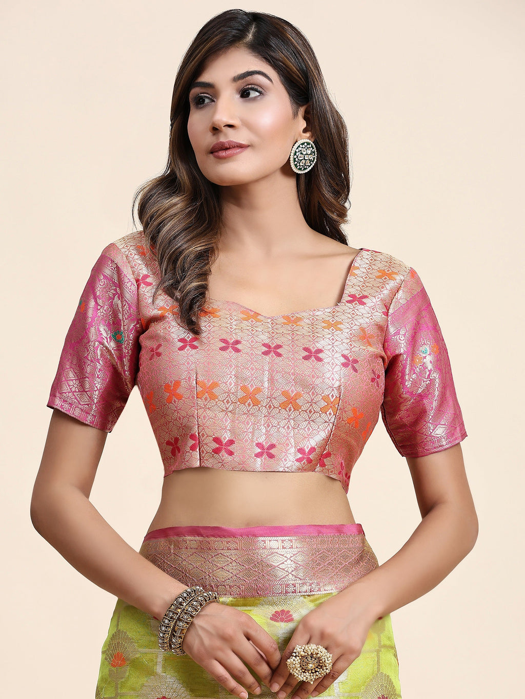 Vedant Vastram Organza Silk Kanjeevaram Saree - Lemon | Grocsy