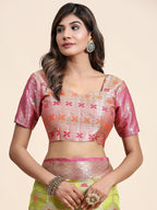 Vedant Vastram Organza Silk Kanjeevaram Saree - Lemon | Grocsy