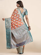 Vedant Vastram Organza Silk Kanjeevaram Saree - Peach | Grocsy