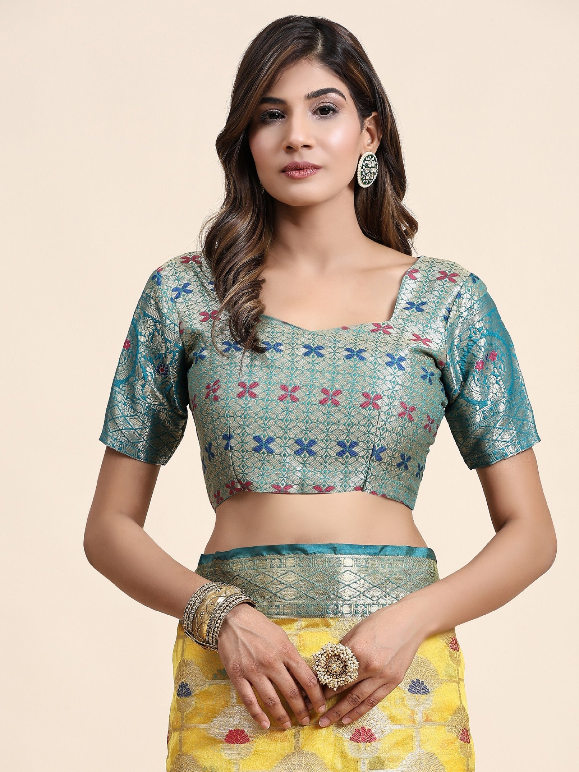 Vedant Vastram Organza Silk Kanjeevaram Saree - Yellow | Grocsy