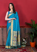 Vedant Vastram Soft Litchi Silk Paithani Silk Saree - Rama | Grocsy