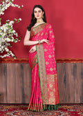 Vedant Vastram Soft Litchi Silk Kanjeevaram Saree - Pink | Grocsy