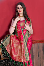 Vedant Vastram Soft Litchi Silk Kanjeevaram Saree - Pink | Grocsy