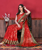 Vedant Vastram Soft Litchi Silk Kanjeevaram Saree - Red | Grocsy