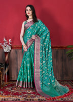 Vedant Vastram Soft Litchi Silk Kanjeevaram Saree - Seegreen | Grocsy