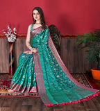 Vedant Vastram Soft Litchi Silk Kanjeevaram Saree - Seegreen | Grocsy