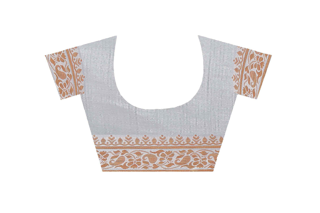 Vedant Vastram Soft Litchi Silk Kanjeevaram Saree - Grey | Grocsy