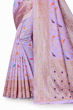 Vedant Vastram Soft Litchi Silk Kanjeevaram Saree - Lavender | Grocsy