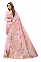 Vedant Vastram Soft Litchi Silk Kanjeevaram Saree - Pink | Grocsy