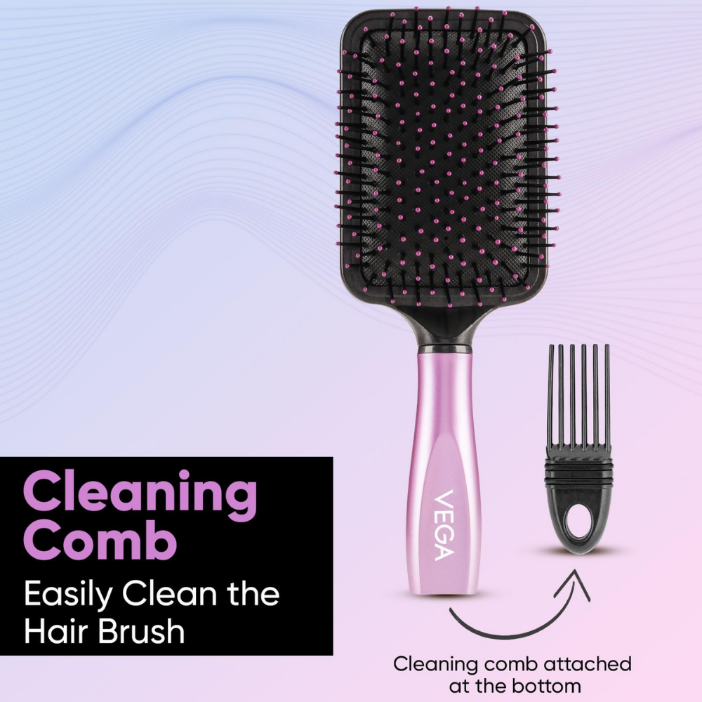 Vega Paddle Hair Brush with Cleaning Comb | Grocsy