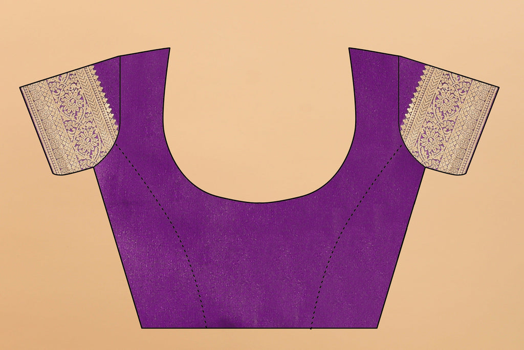 Vedant Vastram Soft Litchi Silk Kanjeevaram Saree - Violet | Grocsy