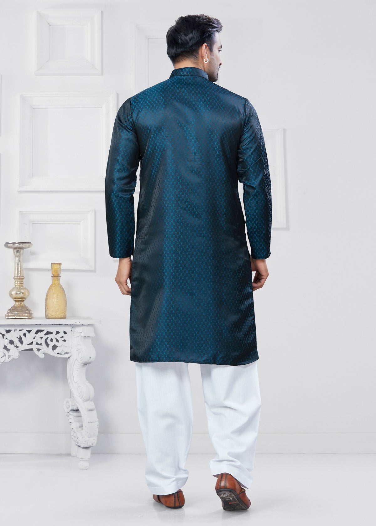 Joban Fashion Men's Jacquard Silk Rama Printed Kurta Pyjama set | Grocsy