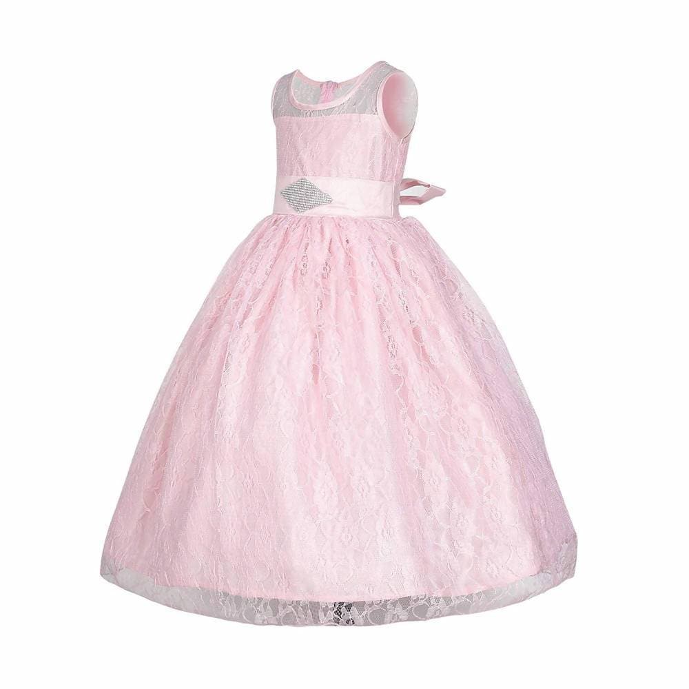 Asmaani Baby Girl's Pink Colour Satin A-Line Maxi Full Length Dress (AS-DRESS-22165) | Grocsy