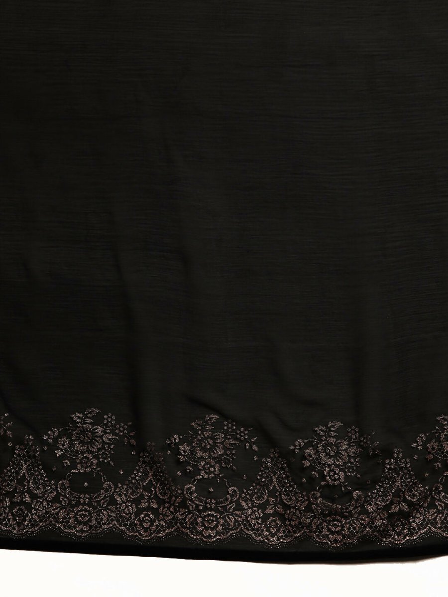 Ahalyaa Women's Traditional Semi Stitch Saree - Black | Grocsy