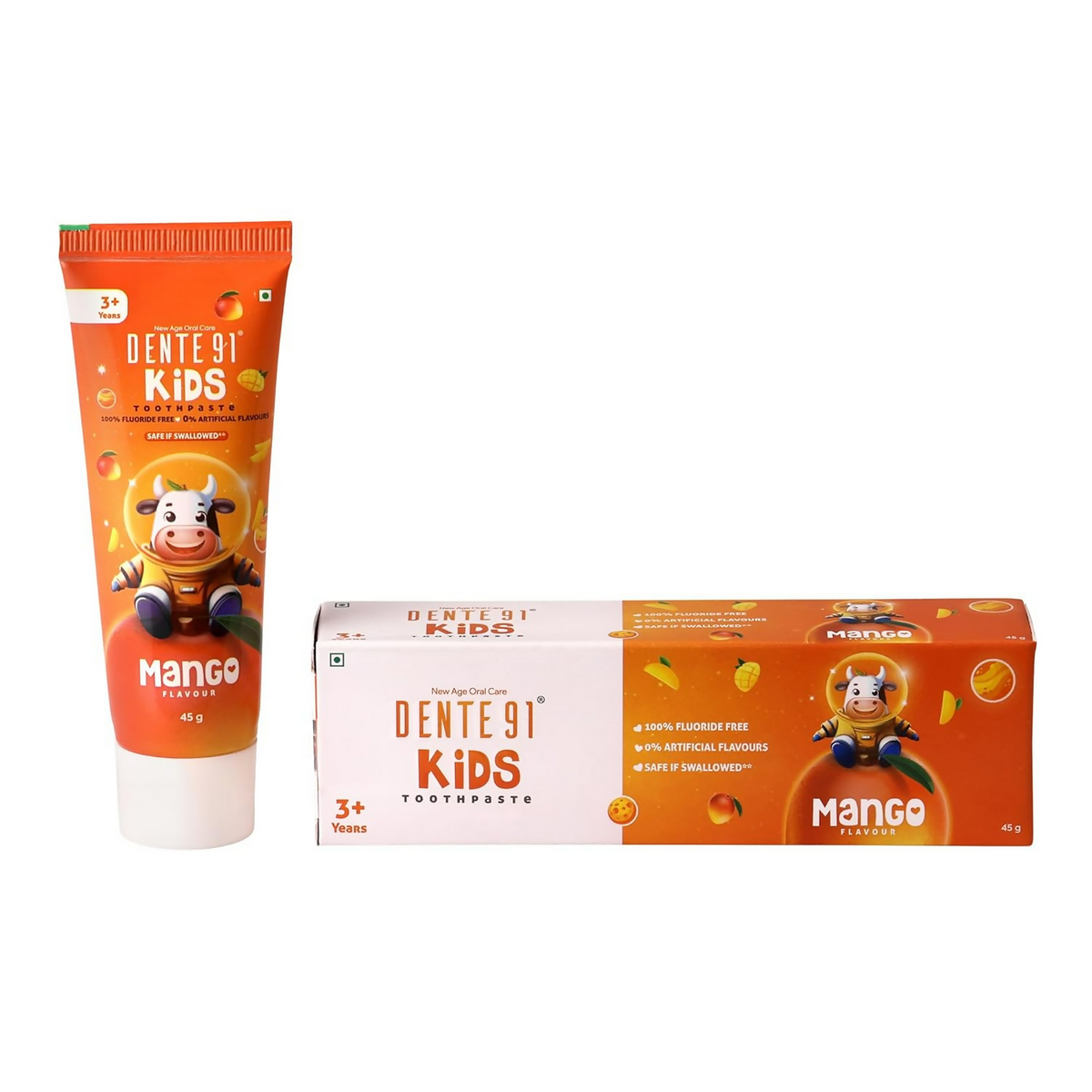 Dente91 Kids Toothpaste Protects Against Dental Caries & Hypersensitivity Fluoride Free, Mango Flavour | Grocsy