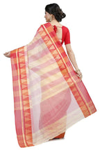 Exclusive Collection White Red 100% Pure Cotton Tant Saree | Grocsy