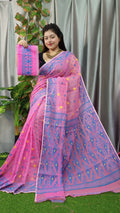Exclusive Collection Pink Beautiful Jamdani Collection Saree | Grocsy