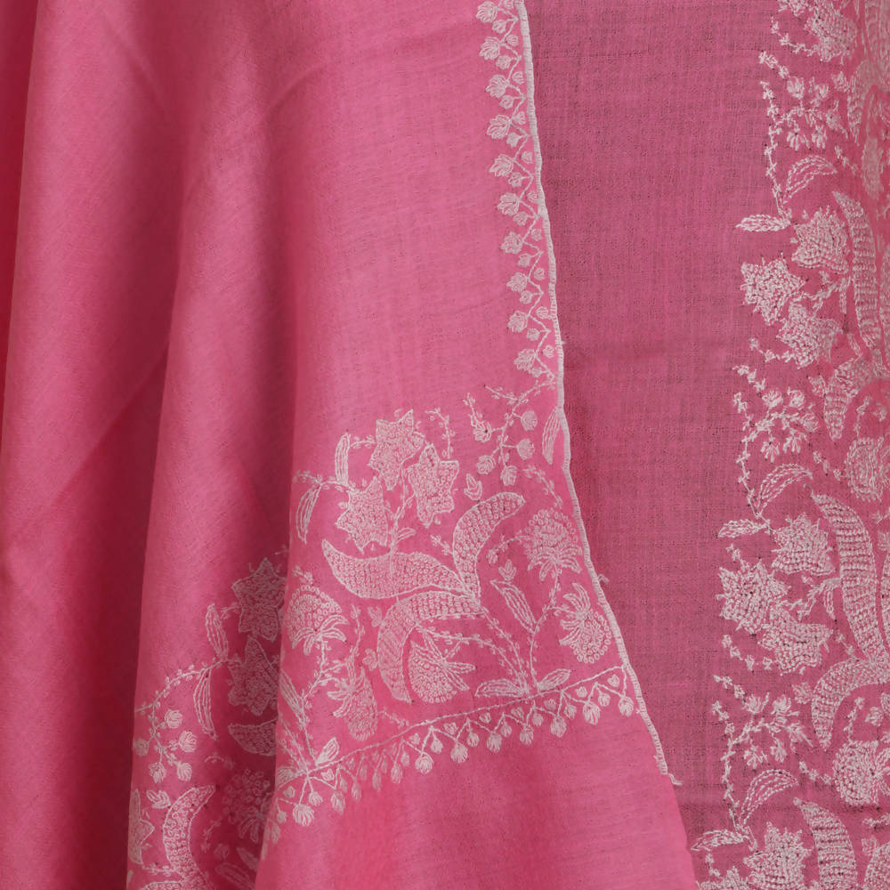 Nizalia Handmade Paper Mache Soozni Work Pink Pashmina - Limited Time Offer | Grocsy