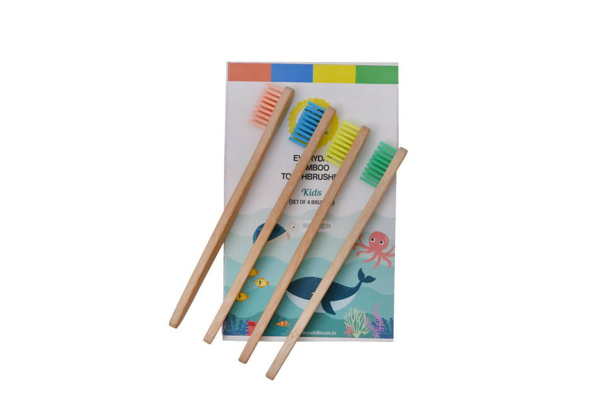 Cuddle Care Bamboo Toothbrushes for Kids (Pack of 4) | Grocsy