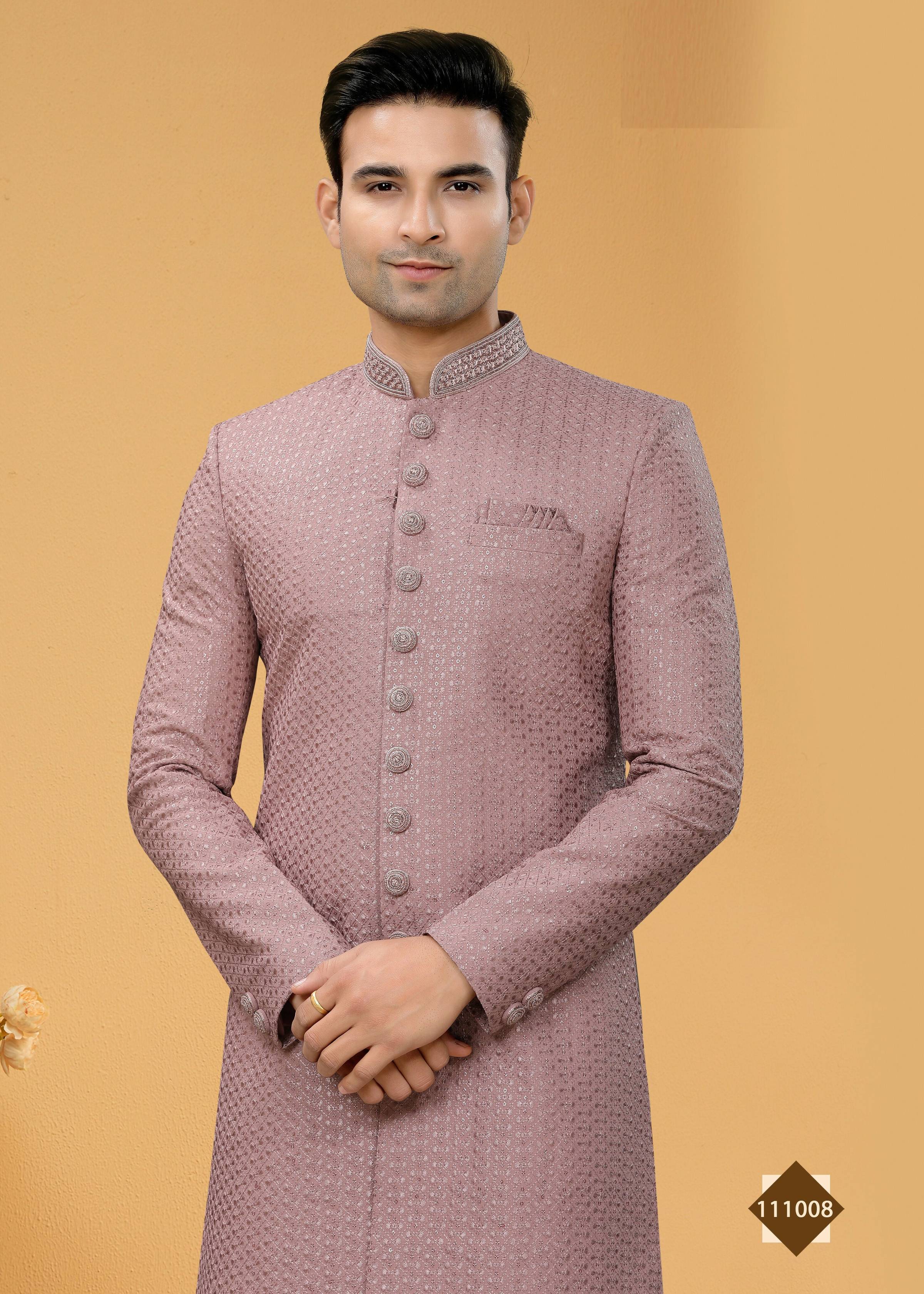 Joban Fashion Men's Light Purple Seltor Plain Kurta Pyjama set | Grocsy