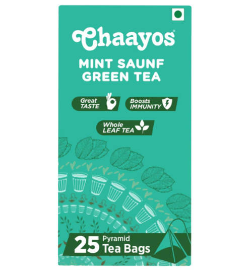 Chaayos Mint Saunf Green Tea Bags | Grocsy