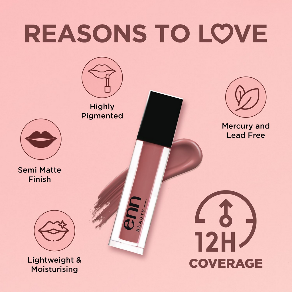 Enn Semi Matte Red Liquid Lipstick - Dusty Mauve | Grocsy