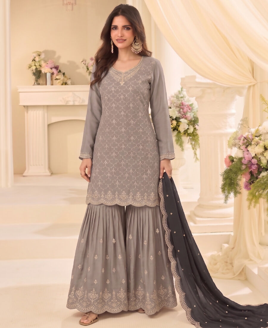 KC Designer Beige 3 Piece Salwar Suit For Women Indian Wear | Grocsy