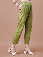 Mirror Embroidered & Striped Printed Cotton Kurta With Pant & Dupatta Set, Multicolor - Hiral Fashion | Grocsy
