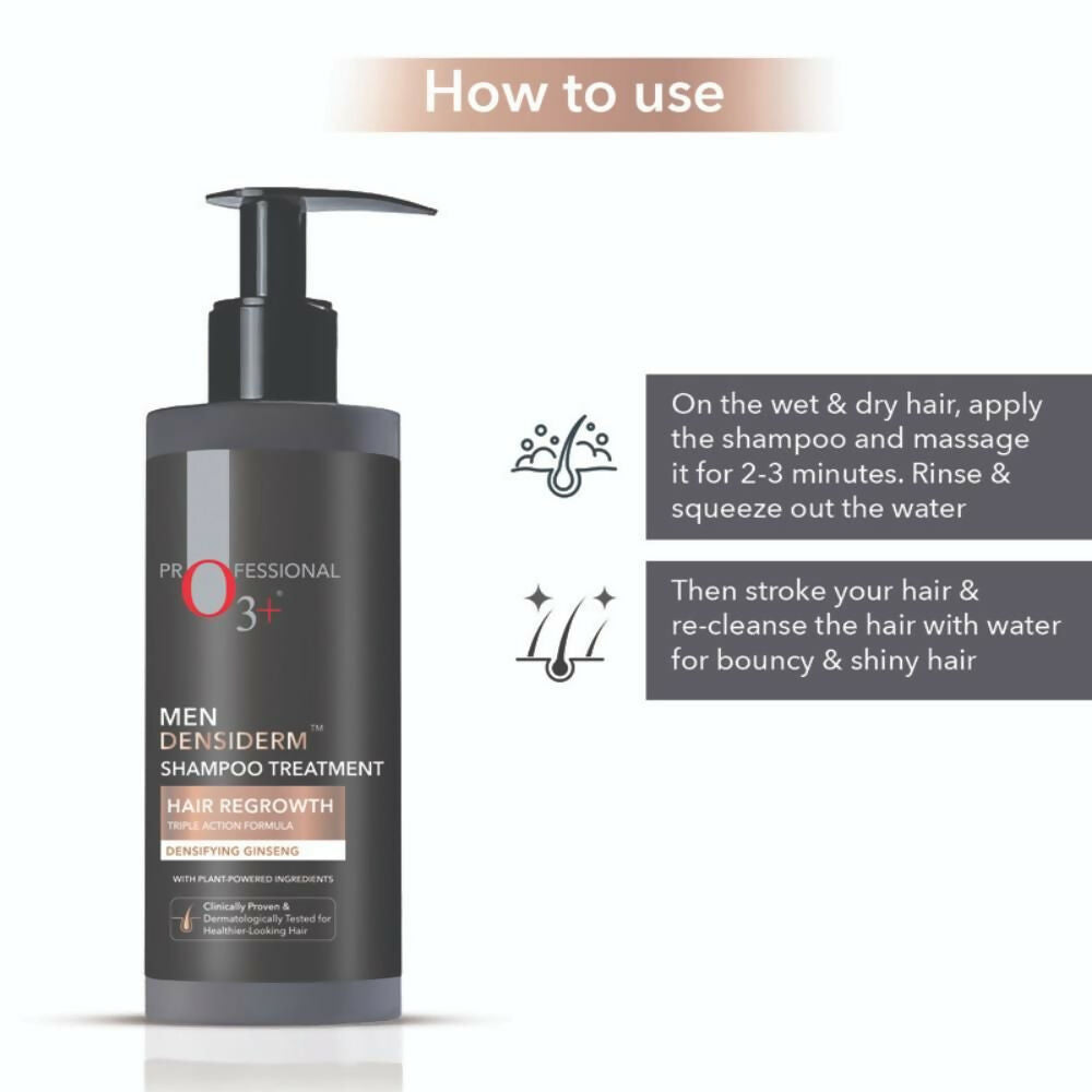 Professional O3+ Men Densiderm Anti Hair Loss Shampoo For Dense Hair & Regrowth | Grocsy