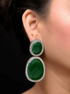 Smart Dangler With Rhino Stone Border Green Earrings For Women and Girls By House of Ree - Swadesiicart