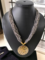 Inhanns Everyday Statement Beaded Pendant Necklace - Gray | Grocsy