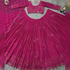 Jyoti Fashion Women's Rani Pink Faux Georgette 3MM Sequins Embroidered Designer Lehenga Choli Set | Grocsy