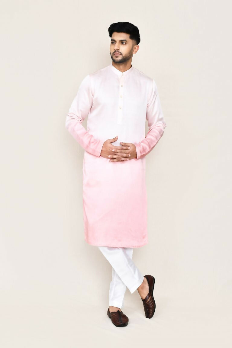 Joban Fashion White Colored Satin Silk Fabric Kurta,Straight Fit Pant | Grocsy