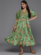 Ahalyaa Women's Traditional wear Ethnic Dress - Green | Grocsy