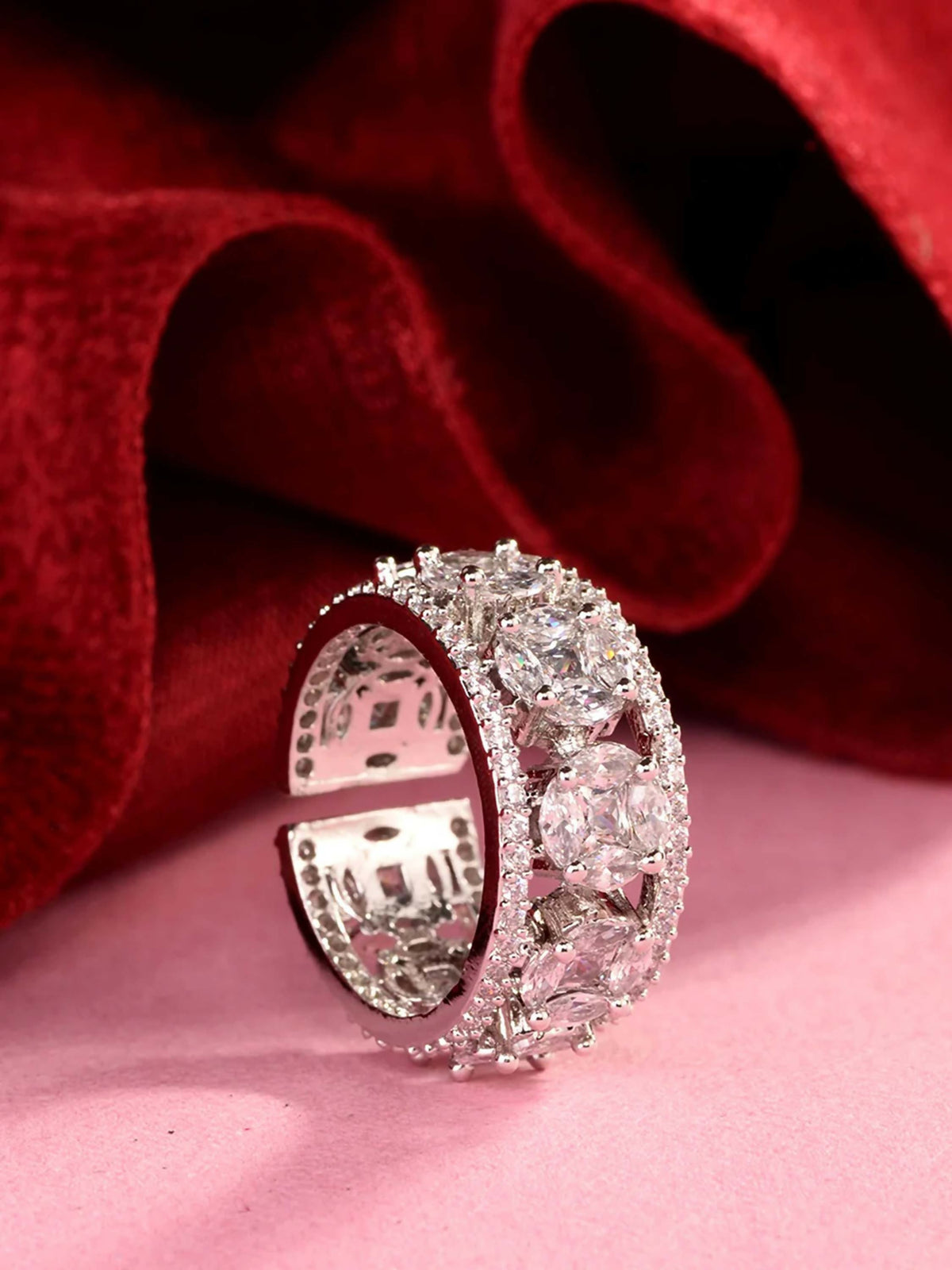 Joban Fashion Silver Brass Adjustable Ring | Grocsy