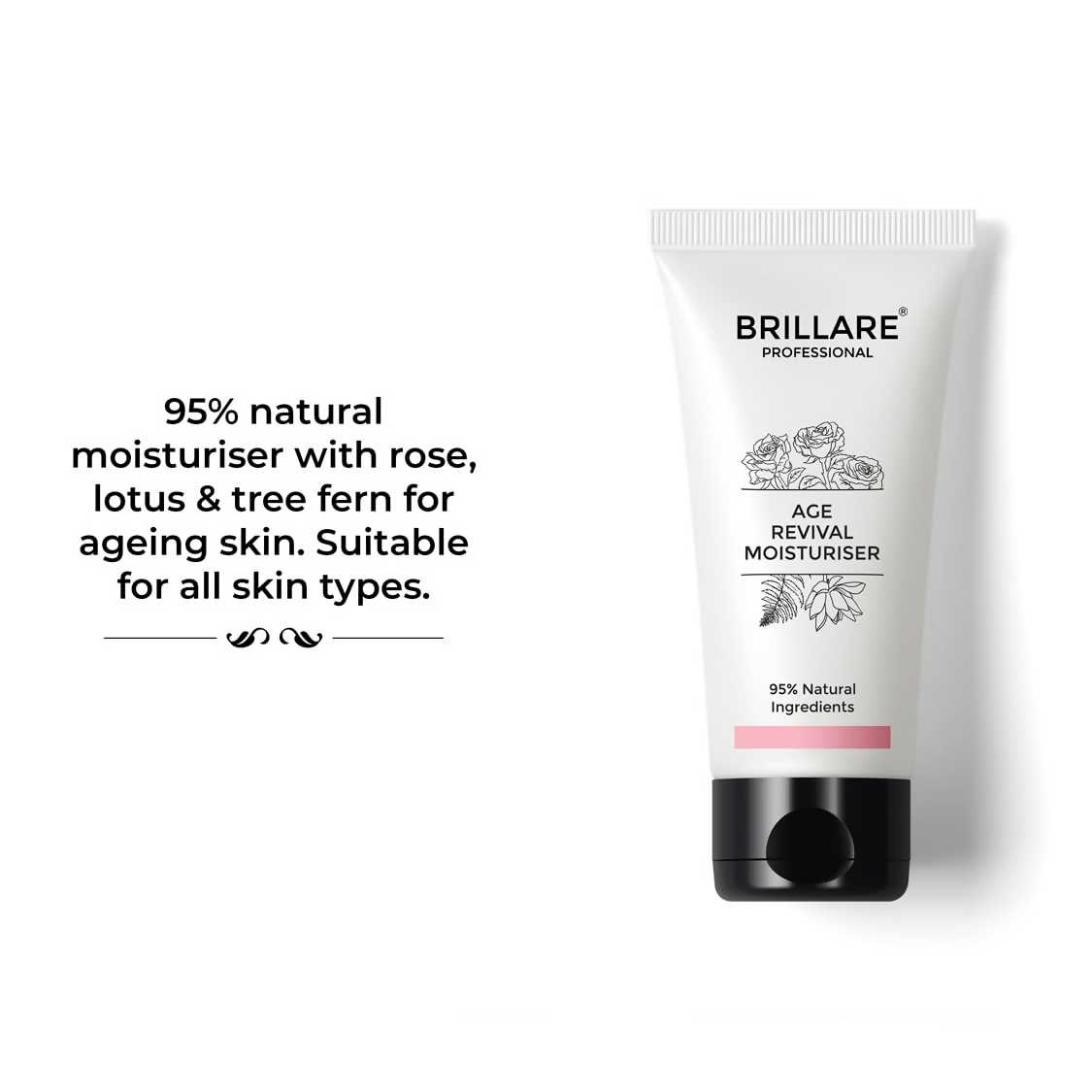 Brillare Age Revival Natural Moisturiser Cream with Indian Rose and Lotus | Grocsy