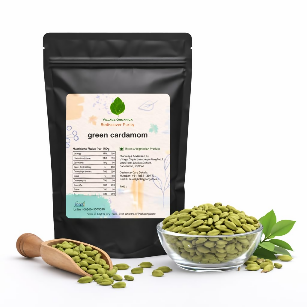 Village-Organica Green Cardamom (Elaichi) Whole – Handpicked | Grocsy