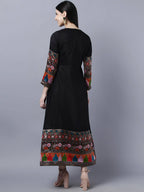 Myshka Women Black Embroidered Detail Anarkali Kurta With Dupatta | Grocsy